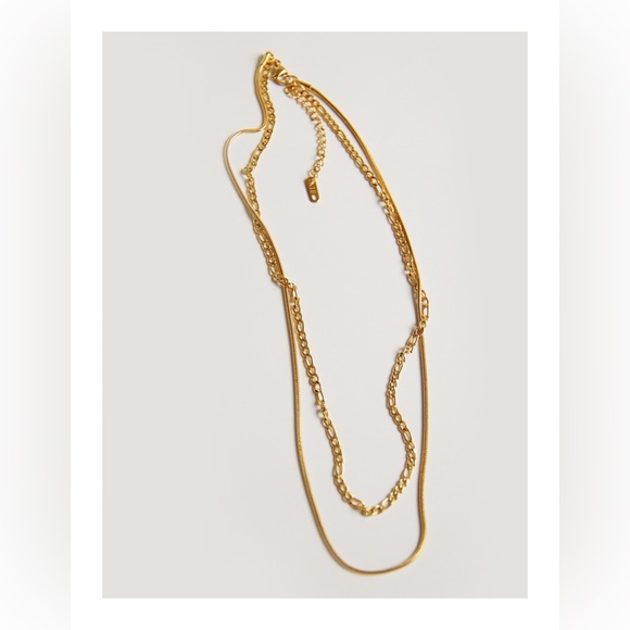 18K gold layered necklace, duo layered necklace set,Gold layered snake chain set - Picture 5 of 5